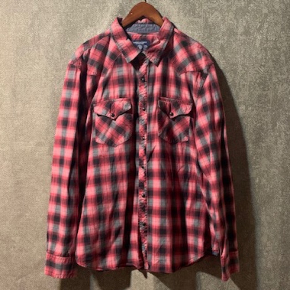 American Eagle Outfitters Red/Black Plaid Western Shirt - size XXL
